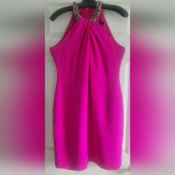 Carmen Marc Valvo Dresses & Skirts - Carmen Marc Valvo Shift, jeweled, halter neck dress, size 10. Only worn once.